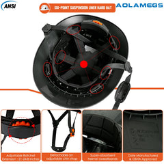 Full brim construction safety helmet with earmuffs and head lamp – image 6