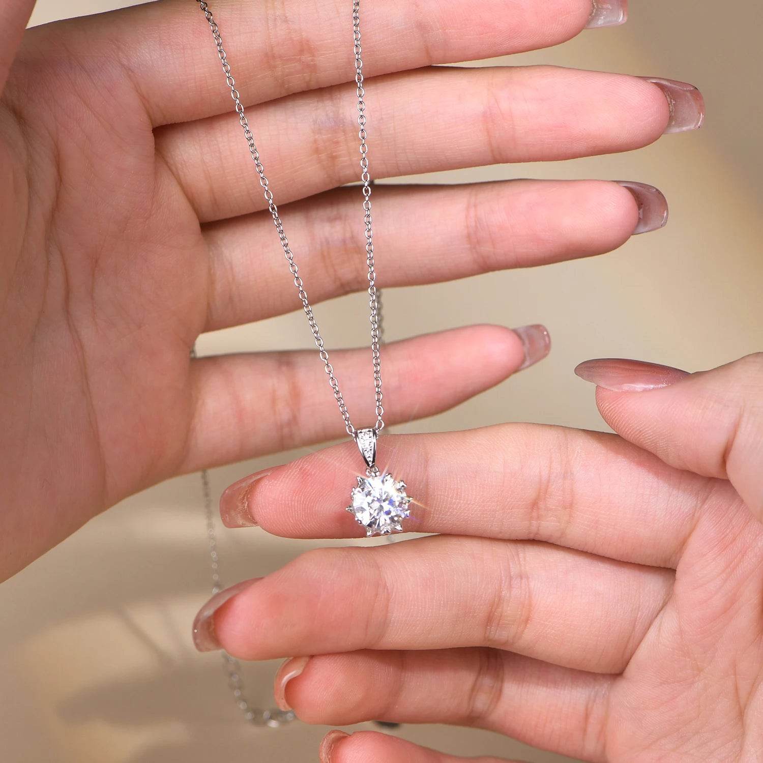 1 Carat Round Brilliant Moissanite Pendant Necklace - SnaggIt