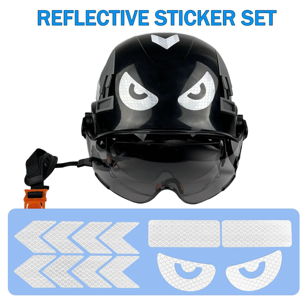 Vented construction safety helmet with double visors and reflective stickers – image 6