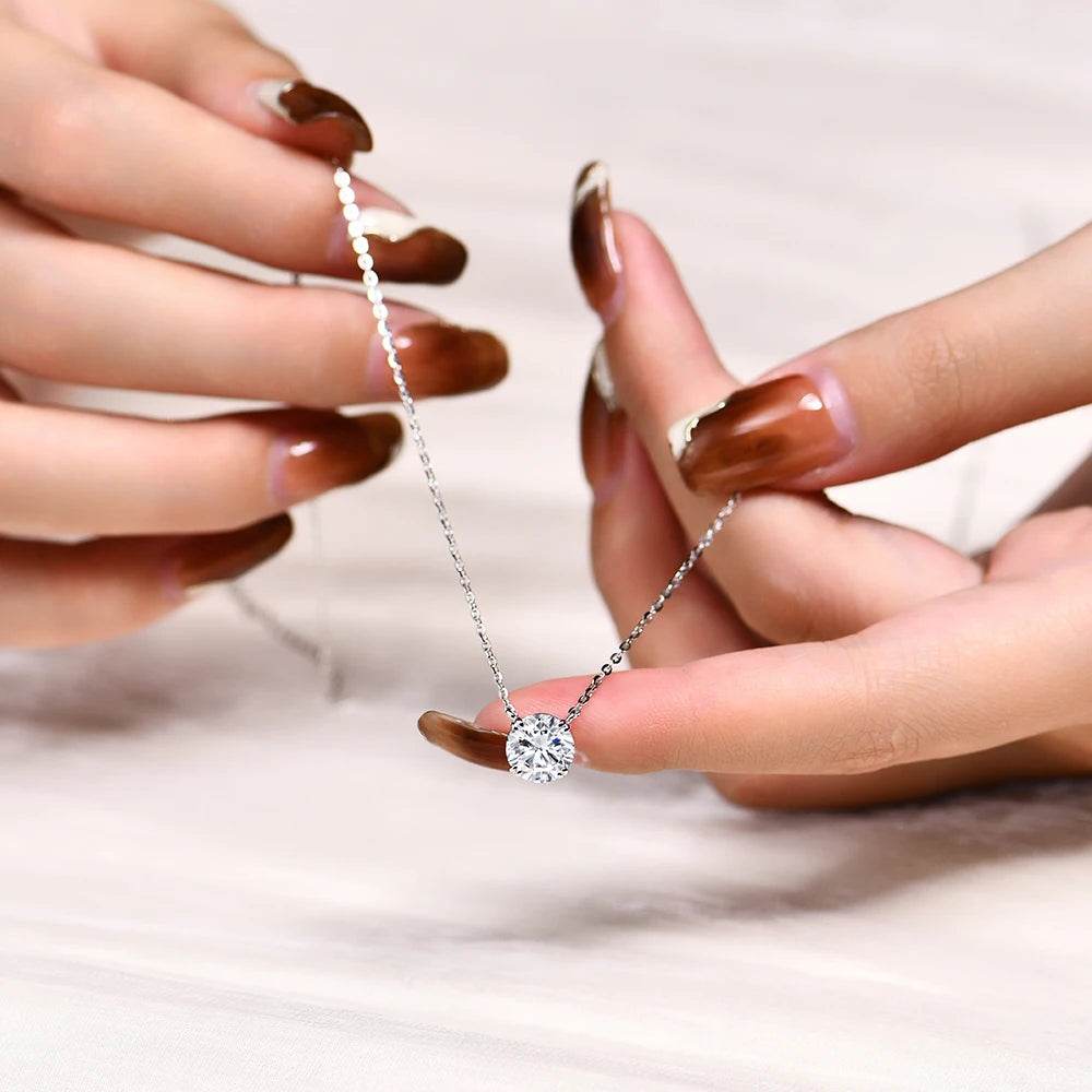 1 Carat Round Brilliant Moissanite Pendant Necklace - SnaggIt