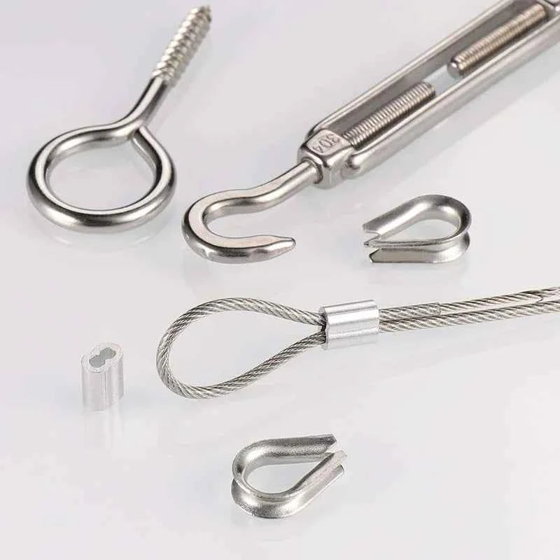 56pcs Stainless Steel Clothesline Kit 50M | 2mm PVC Coated Flexible Wire Rope Transparent Cable Set