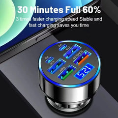 6 in 1 USB Type C Car Charger Adapter by Snagg A Car Adapter