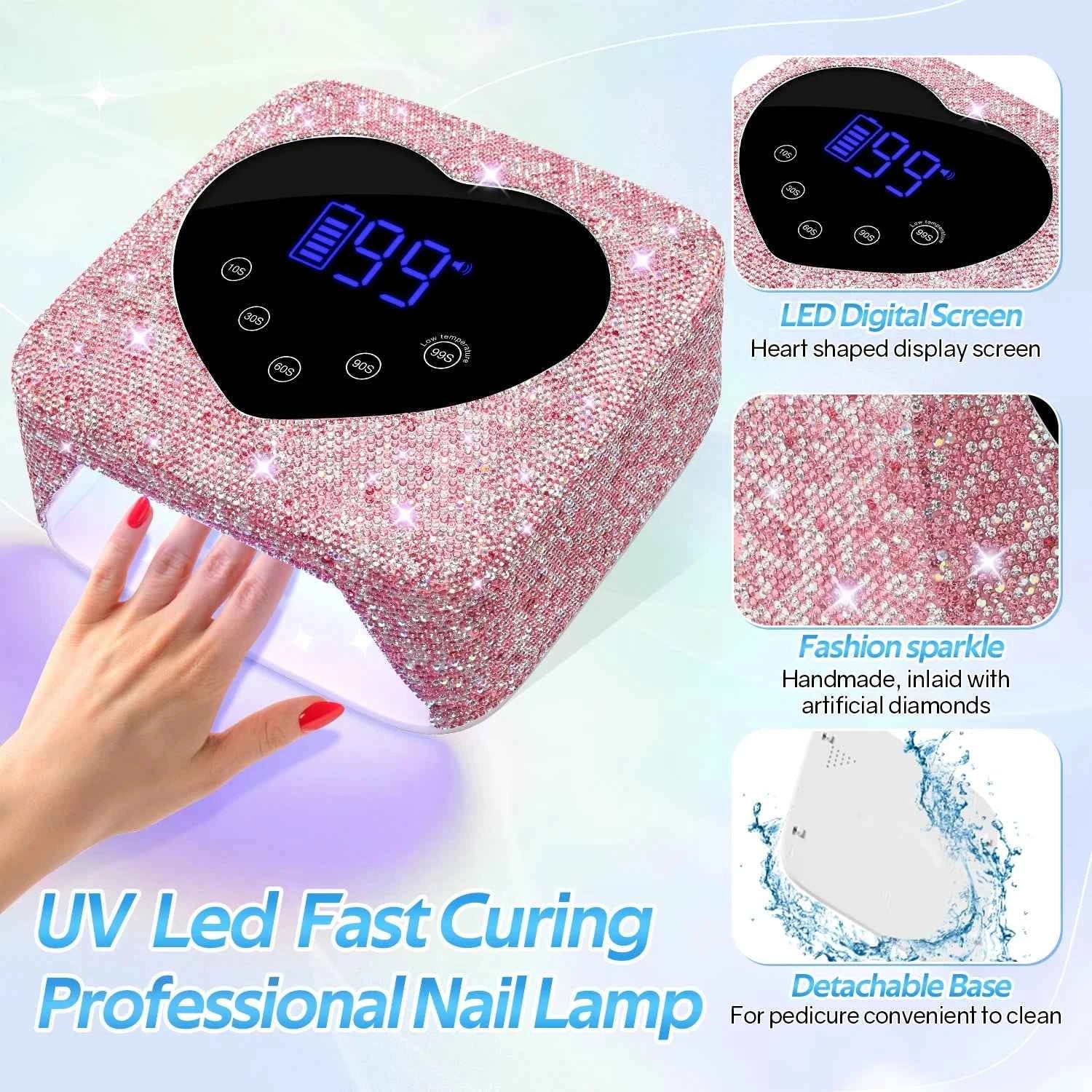 72W Professional Cordless UV/LED Nail Station – High Capacity Rechargeable Dryer with Smart HD Display