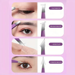 Professional 4 Pieces Precision Tweezer Set – Stainless Steel Grooming & Extension Kit