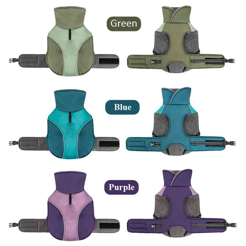 Fur-Collar Dog Vest Jacket – Thick Padded Reflective Winter Coat for Small & Medium Dogs