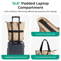 Women's Laptop Tote Bag 15.6" – Large Capacity College & Commuting Handbag for Work & University