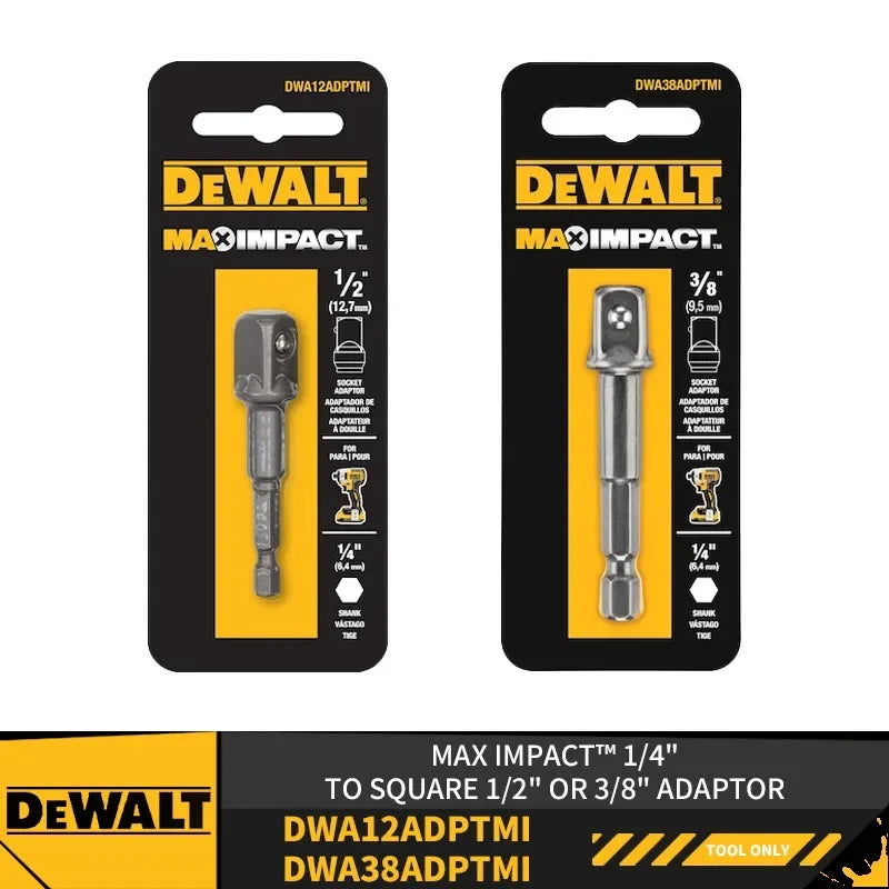 DEWALT MAX IMPACT™ Socket Adaptor – 1/4″ Hex to 3/8″ or 1/2″ Square
