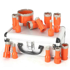 15 Piece Professional Vacuum Brazed Diamond Core Bit Set & M14 Threaded Masonry Hole Saw Kit