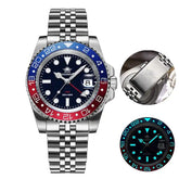 Stainless Steel Super Luminous Waterproof Men’s Watch - Blue & Red / 40 Mm - Watches