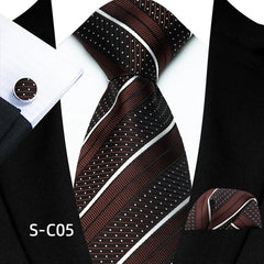 Luxury Business Tie Set — 8cm Men’s Formal Striped Necktie with Matching Accessories