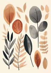 Retro Leaf Canvas Wall Art – 3 Piece Set by Snagg A Print