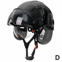 Carbon Fiber Pattern Safety Helmet With Earmuffs Double Goggles by Snagg A Safety Helmet