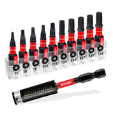 1" T7–T40 Torx Screwdriver Bit Set – Impact Tough Magnetic S2 Alloy Steel with 3" Bit Holder