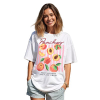 Peaches Fuzzy Delight Juicy And Sweet Print Womans Streetwear T-Shirt
