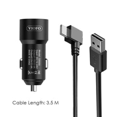 Dual USB Type-C Car Charger | 3.5m Power Cable for High Performance Dash Cams