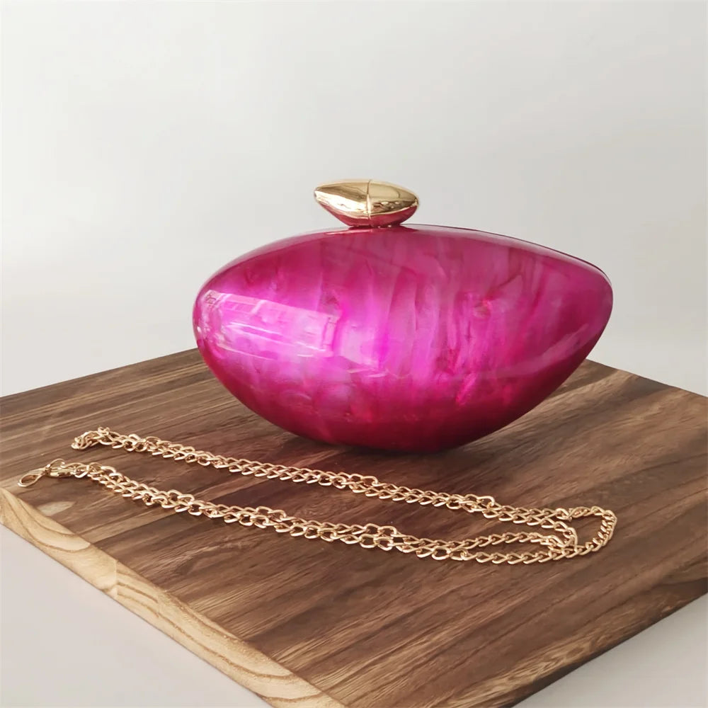 Pearl Brown Marble Acrylic Box Clutch by Snagg It Purses