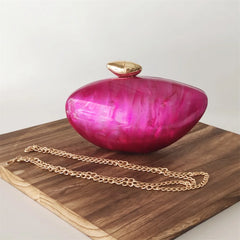 Pearl Brown Marble Acrylic Box Clutch by Snagg It Purses