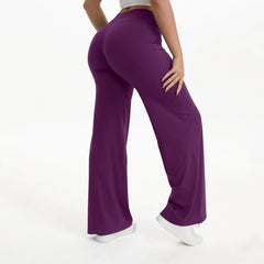 Women's Straight Leg Yoga Pants | Mid-Waist Naked-Feel Pilates Running Gym Leggings Sports Trousers