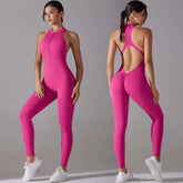 Women's Backless Scrunch Butt Yoga Jumpsuit | Sleeveless Zip One-Piece Gym Sport Fitness Overalls