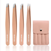 Professional 4 Pieces Precision Tweezer Set – Stainless Steel Grooming & Extension Kit