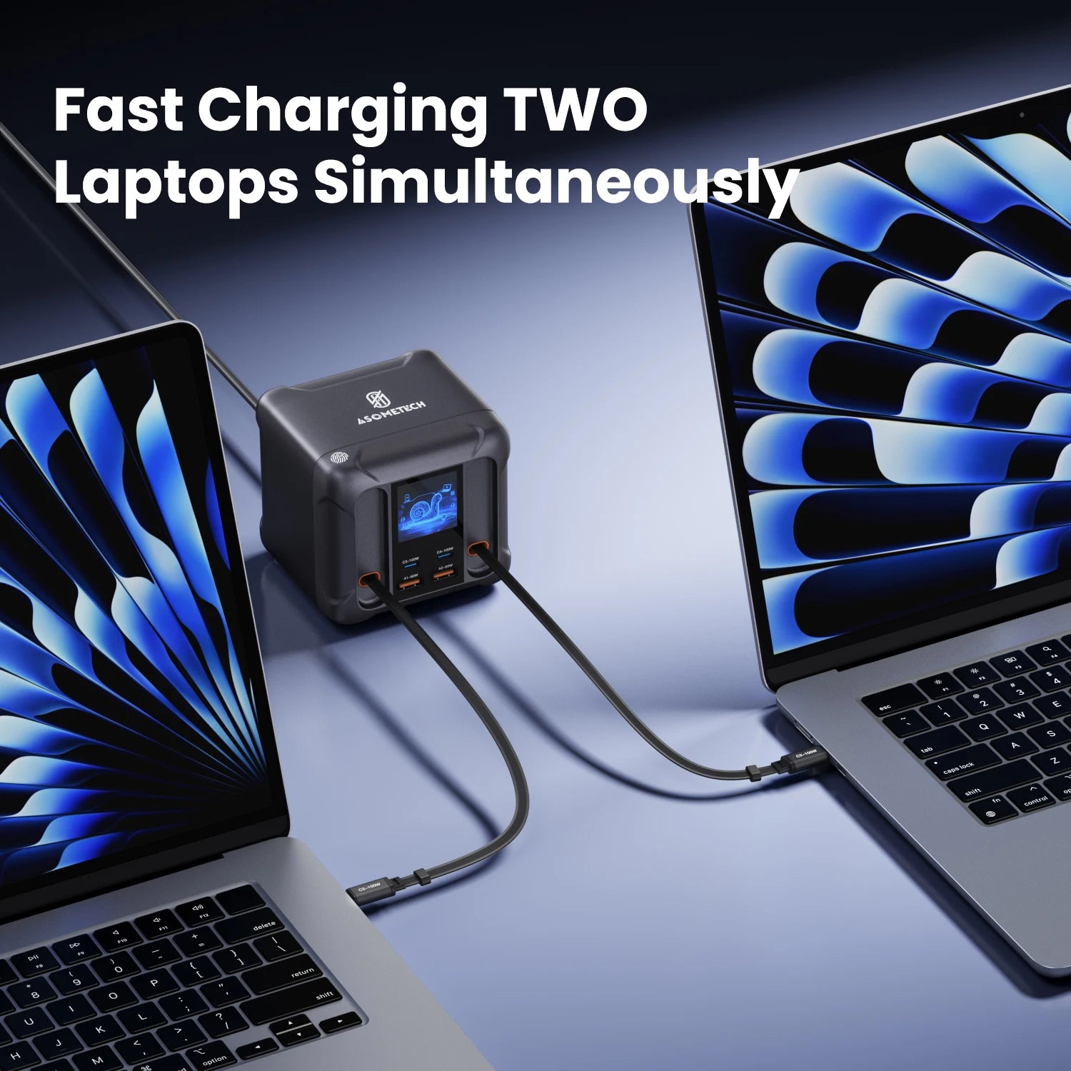 300W GaN USB Charging Station | LED Display + Retractable 100W & 65W USB-C PD3.0 PPS Fast Charger