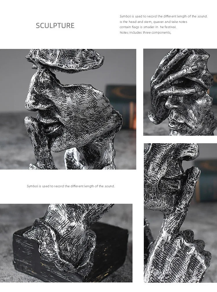 Abstract Resin Sculpture Set – “Silence Is Gold” by Snagg A Sculpture