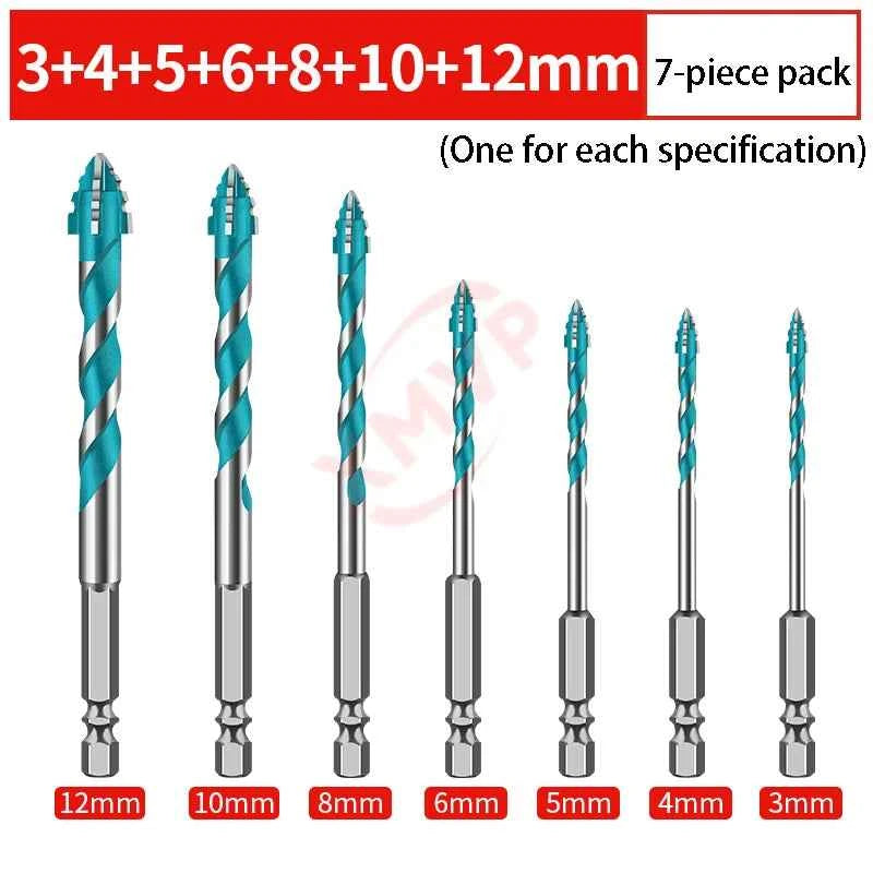 Four Edge Serrated Eccentric Drill Bit Set & High Hardness Multi Material Dry Drilling Bits