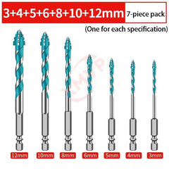 Four Edge Serrated Eccentric Drill Bit Set & High Hardness Multi Material Dry Drilling Bits