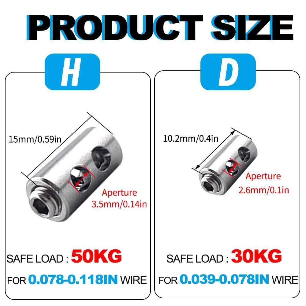Stainless Steel Wire Rope Clamps 2/3mm | Adjustable Screw Cable Fastener Clip Sling Fitting 10pcs