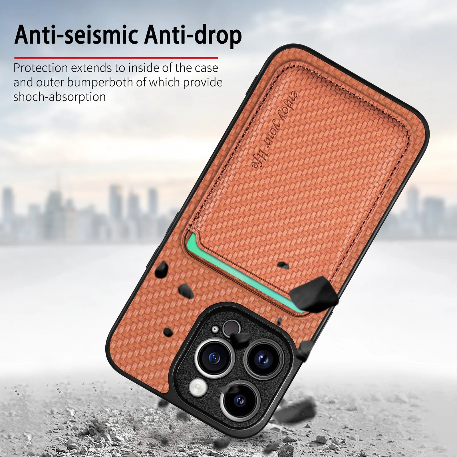 Carbon Fiber Style PU Leather MagSafe Case for iPhone 17 Air / Series (LM2) by Snagg A Phone Case