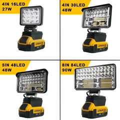 18V Cordless Outdoor Work Spotlight – Multi-Head LED Portable Light