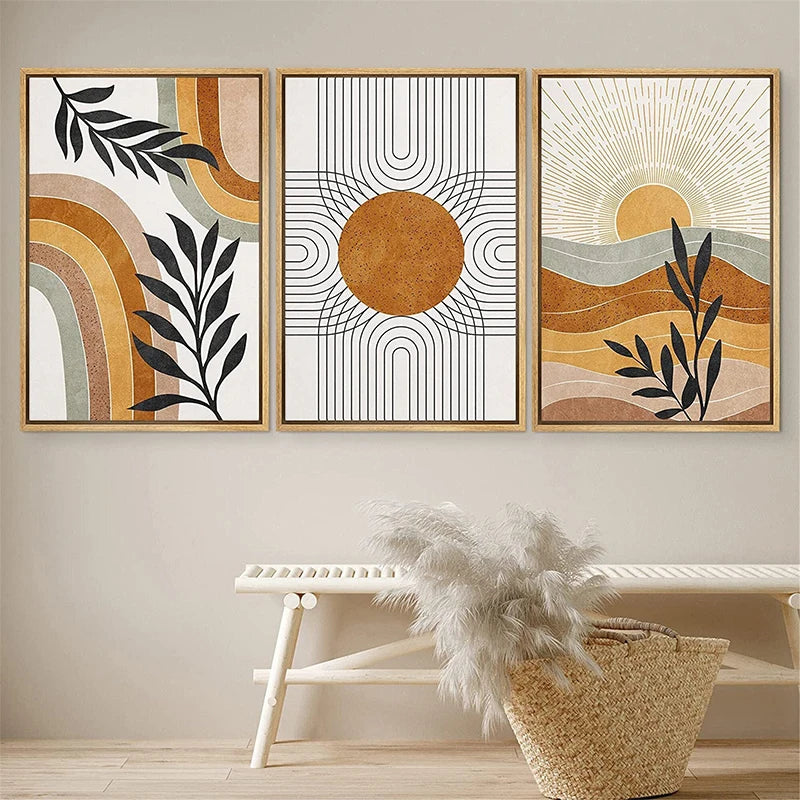 Geometric Sun & Desert Plants Wall Art – Set of 3 by SnaggIt