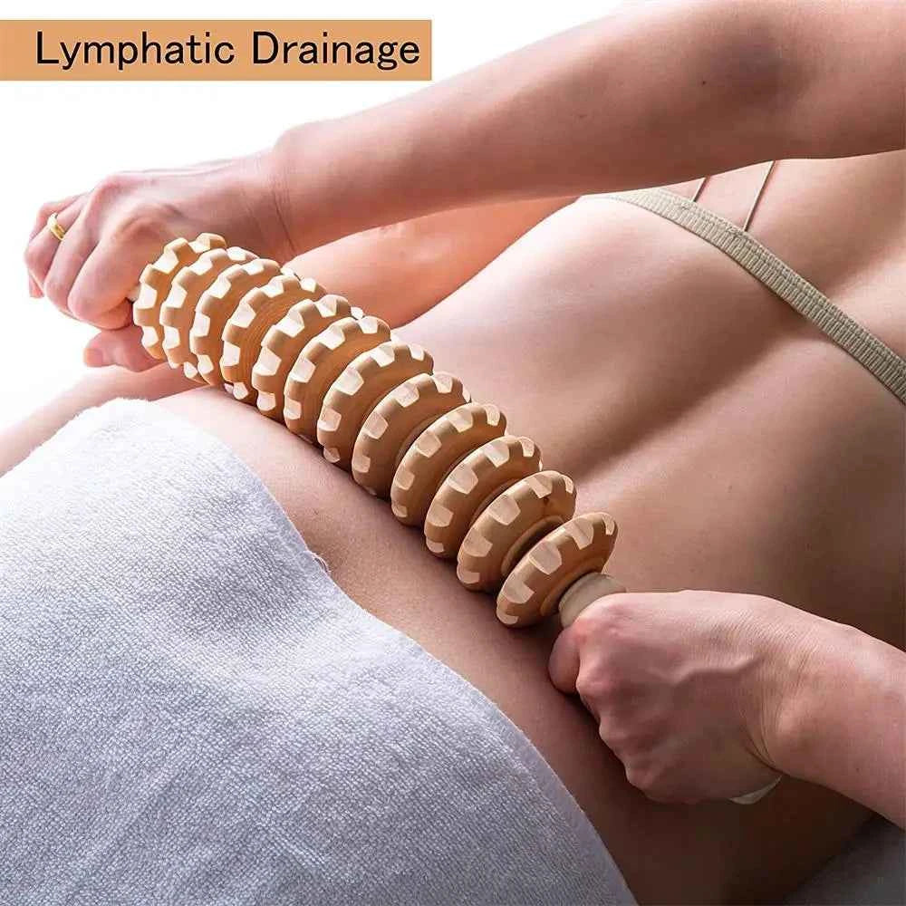 Curved Wood Therapy Massage Roller Stick