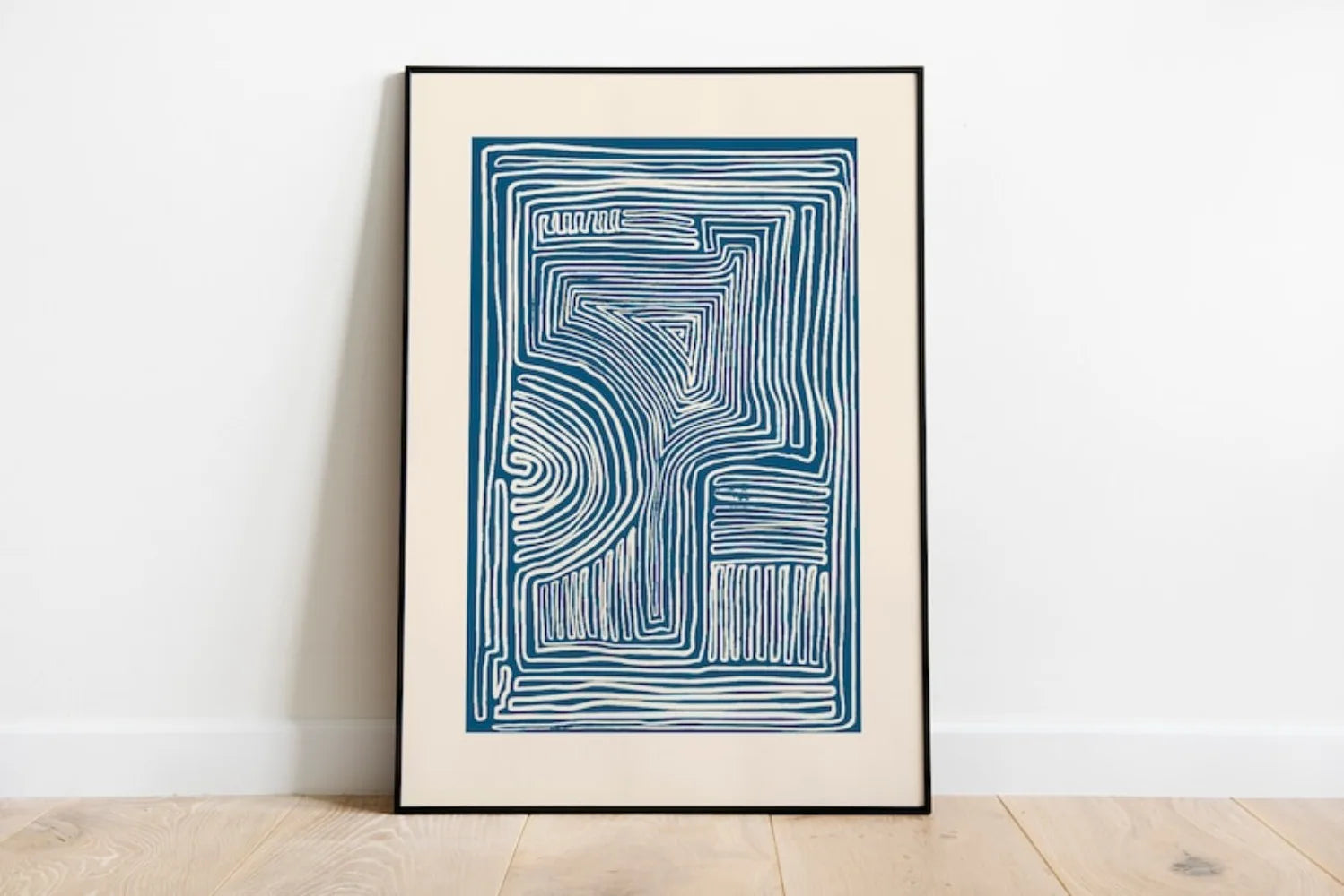 Minimalistic Blue Line Art Canvas Poster by Snagg A Print