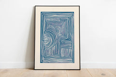 Minimalistic Blue Line Art Canvas Poster by Snagg A Print