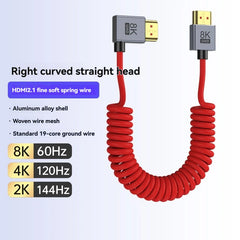 8K/4K Spring Coiled HDMI Cable with Elbow – For Digital Camera, Stabiliser & Monitor