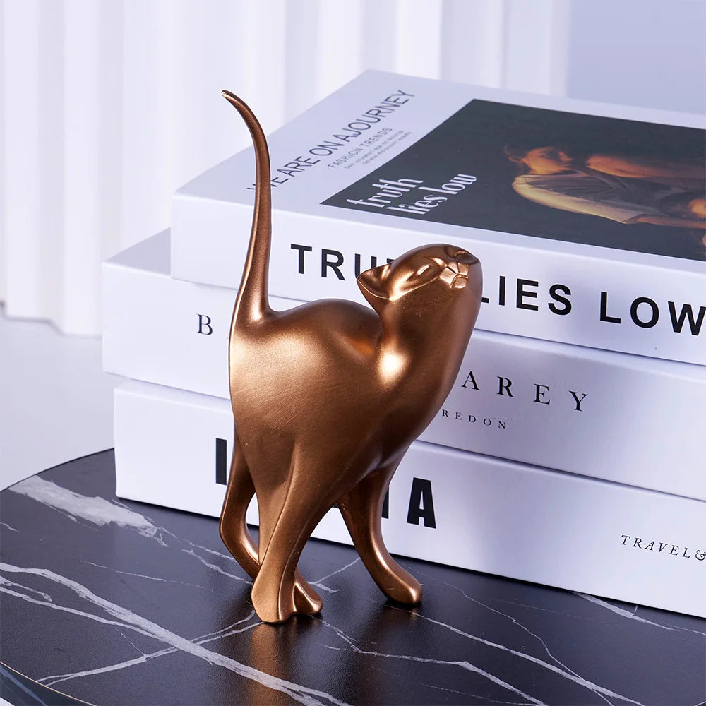Golden Cat Couple Figurines by Snagg A Sculpture