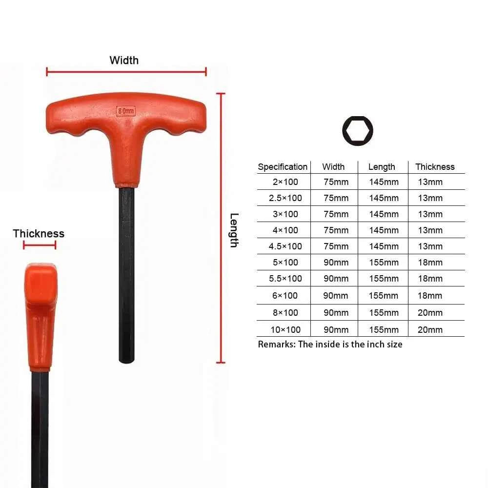 10 Pcs Professional T-Handle Hex Key Set | Metric or SAE Master Allen Wrench Kit with Wall-Mount Storage Stand