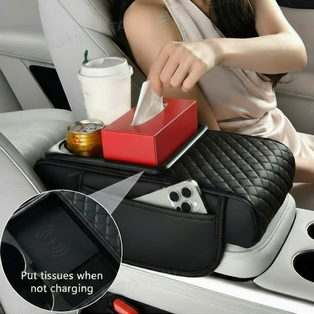Car Armrest Cushion with Wireless Charging by Snagg An Armrest