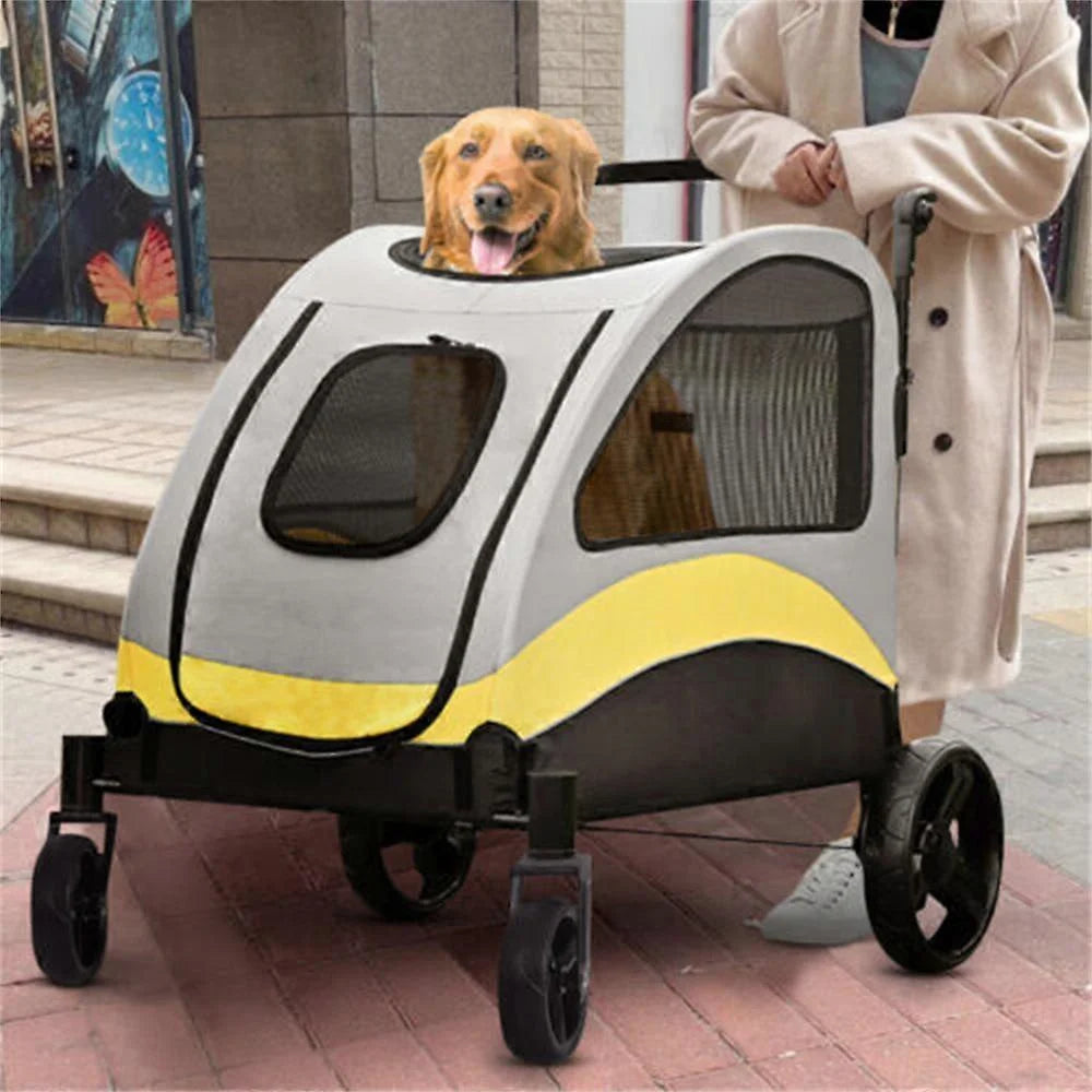 Premium 4-Wheel Foldable Dog Pram with Breathable Mesh by Snagg A Pet Stroller