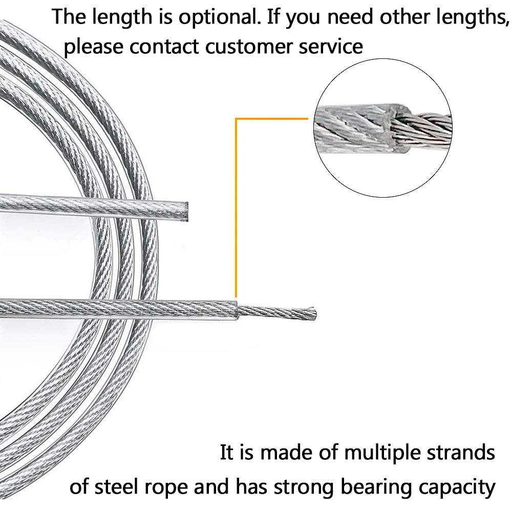 PVC Transparent Stainless Steel Wire Rope 10–25M | 2mm Cable for Clothesline Guardrail Safety Rope