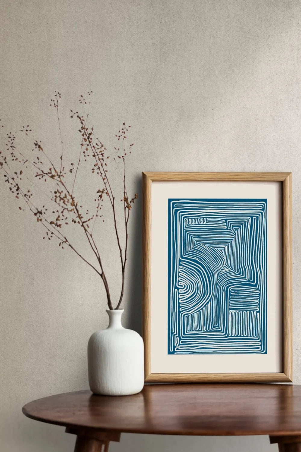 Minimalistic Blue Line Art Canvas Poster by Snagg A Print