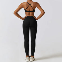 Women's 2/3-Piece Yoga Suit | Fitness Bra Crop Top Long Sleeve Gym Legging Athletic Sportswear