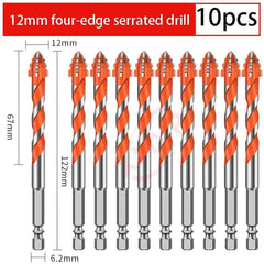 Four Edge Serrated Eccentric Drill Bit Set & High Hardness Multi Material Dry Drilling Bits