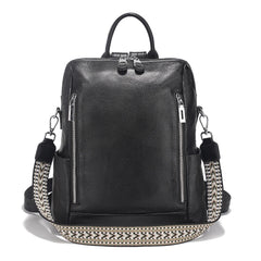 Genuine Leather Convertible Backpack – Multi-Pocket Day Pack & Shoulder Bag for Travel & Commuting