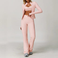 Women's 2/3-Piece Long Sleeve Yoga Suit | Sports Bra Running Workout Gym Tracksuit Athletic Wear