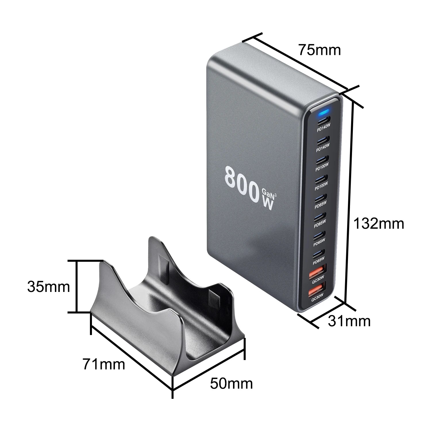 1000W GaN 10-Port USB-C Desktop Charging Station | PD3.1 Fast Charger for iPhone Samsung Laptop