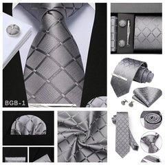 Men’s 8cm Plaid & Check Necktie with Matching Accessories