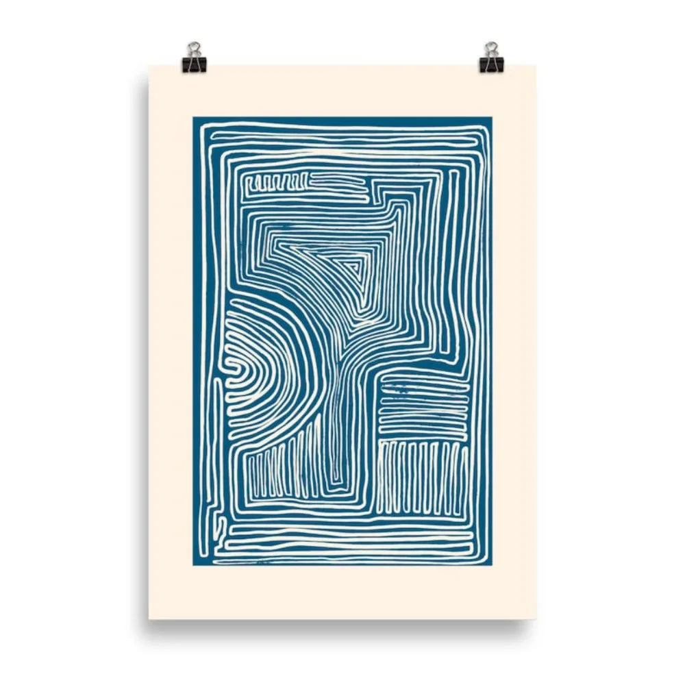 Minimalistic Blue Line Art Canvas Poster by Snagg A Print