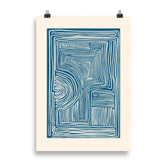 Minimalistic Blue Line Art Canvas Poster by Snagg A Print